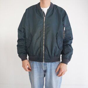 Vintage '90s Levi's Navy Orange Nylon Cotton Lined Rare Aviator Bomber Jacket M